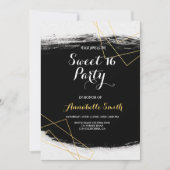 Moderne Schwarz & Gold Wasserfarbe Geometrische Sü Einladung (Vorderseite)