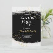 Moderne Schwarz & Gold Wasserfarbe Geometrische Sü Einladung (Stehend Vorderseite)