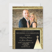 Moderne Schwarz-Gold Weihnachten Einladung (Vorderseite)