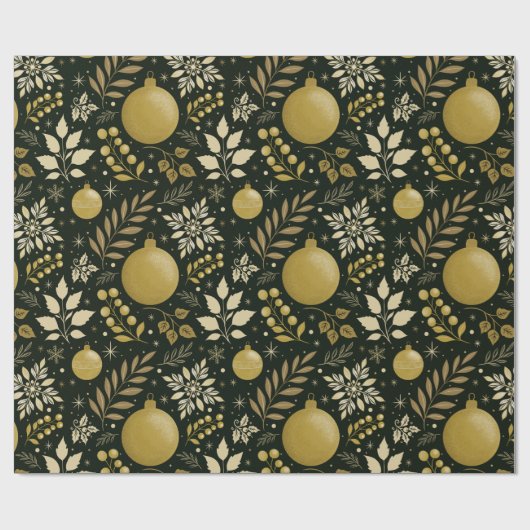 Moderne Schwarz-Gold-Weihnachten Geschenkpapier (Flach)