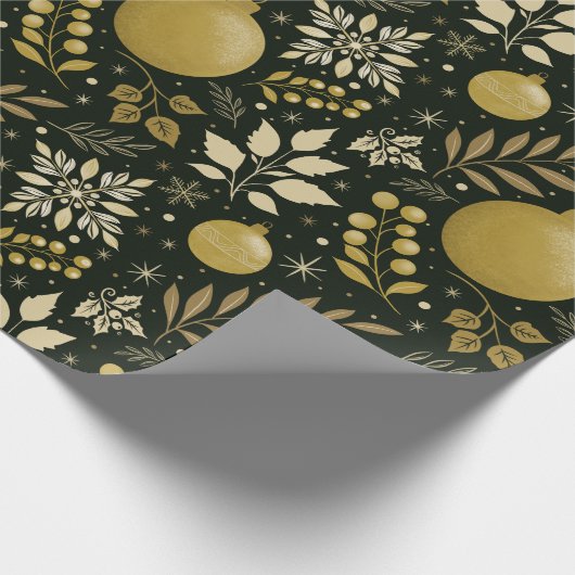 Moderne Schwarz-Gold-Weihnachten Geschenkpapier (Ecke)