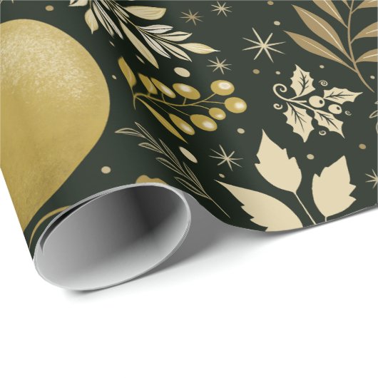 Moderne Schwarz-Gold-Weihnachten Geschenkpapier (Rolleneckpunkt)