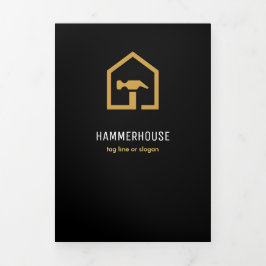 Moderne schwarz-goldene Baukastenkarte Dreifach Gefaltete Karte