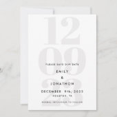 Moderne Schwarz-Grau-Datums-Typografie Save The Date (Vorderseite)