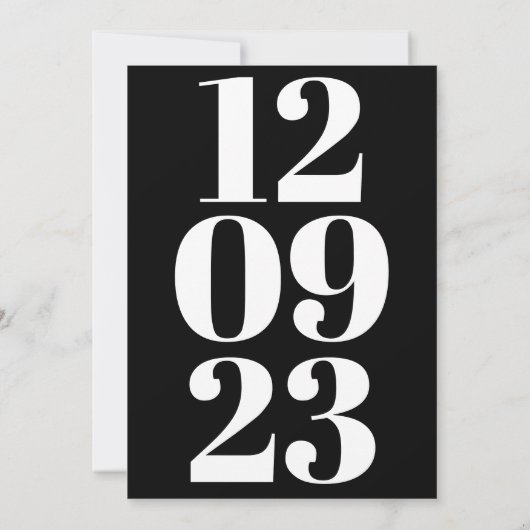 Moderne Schwarz-Grau-Datums-Typografie Save The Date (Rückseite)