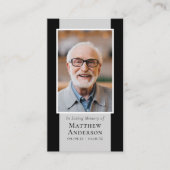 Moderne Schwarz-Grau-Foto-Gedenkkarte Telefonnummerkarte (Vorderseite)