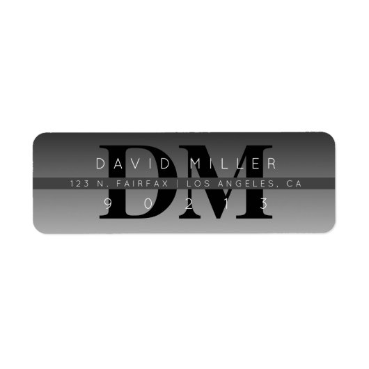 Moderne Schwarz-Grau-Gradient-Rücksendeadresse (Vorne)