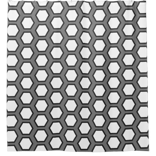 Moderne Schwarz-Grau-Hexagonal-Honeycomb Geometris Duschvorhang (Vorderseite)