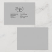 Moderne Schwarz-Grau-Hochzeitdetails Begleitkarte (Vorne/Hinten)