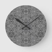 Moderne Schwarz/Grau-Kaleidoskop Abstrakte Kunst Runde Wanduhr (Vorderseite)