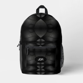 Moderne Schwarz-Grau-Mit Monogramm Bedruckter Rucksack