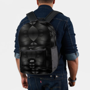 Moderne Schwarz-Grau-Mit Monogramm Bedruckter Rucksack