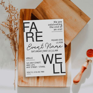 Moderne Schwarz-Grau-Neutral-Abschiedseinladung Save The Date
