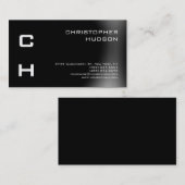 Moderne Schwarz-Grau-Schlichte Visitenkarte (Vorne/Hinten)