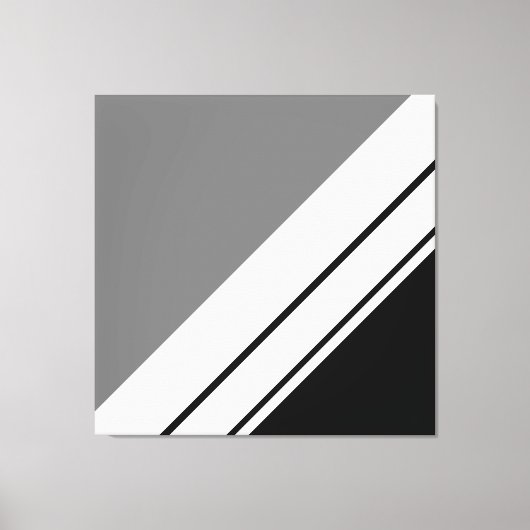 Moderne schwarz-graue Diagonal Racing Stripes Leinwanddruck (Vorderseite)