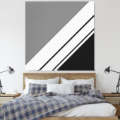 Moderne schwarz-graue Diagonal Racing Stripes Leinwanddruck (Insitu (Schlafzimmer))