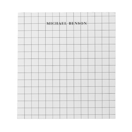 Moderne schwarz graue Gitterlinien Saubere einfach Notizblock (Vorderseite)