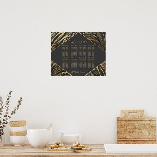 Moderne schwarz-graue goldfarbene Marmorplatte Swi Poster (Küche)