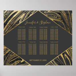 Moderne schwarz-graue goldfarbene Marmorplatte Swi Poster