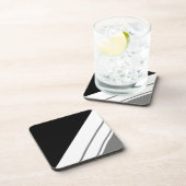 Moderne schwarz-graue, weiße Sporty Racing Stripes Getränkeuntersetzer (Rechte Seite)