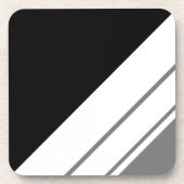 Moderne schwarz-graue, weiße Sporty Racing Stripes Getränkeuntersetzer (Vorderseite)