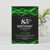Moderne Schwarz-Grün 85. Geburtstagsparty Einladung (Stehend Vorderseite)