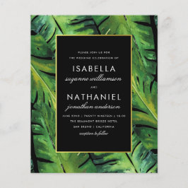 Moderne Schwarz-Grün-tropische Blätter Hochzeit