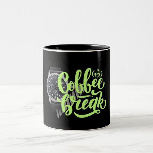 Moderne schwarz-grüne Kaffeemaschine Zweifarbige Tasse (Mittel)