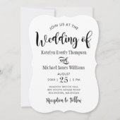 Moderne Schwarz-Handschrift-Hochzeit Einladung (Vorderseite)