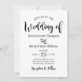 Moderne Schwarz-Handschrift-Hochzeit Einladung (Vorderseite)