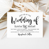 Moderne Schwarz-Handschrift-Hochzeit Einladung