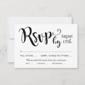 Moderne Schwarz-Handschrift-Hochzeit RSVP Karte (Vorderseite)