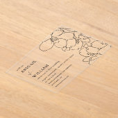 Moderne Schwarz-Illustriert-Blütenhochzeit Acryleinladungen (Ablage )