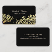 Moderne Schwarz, Imitate Gold Floral Visitenkarte (Vorne/Hinten)