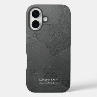Moderne schwarz matte texturierte personalisierte iPhone 16 hülle