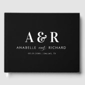 Moderne Schwarz Minimalistisch Monogram Einfache H Gästebuch (Vorderseite)