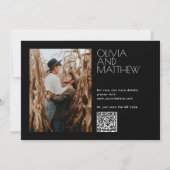 Moderne Schwarz-Minimalistische Hochzeit + QR-Code Einladung (Rückseite)