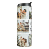 Moderne Schwarz Mit Monogramm & Fotocollage Thermosbecher (Nach links gedreht)