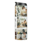 Moderne Schwarz Mit Monogramm & Fotocollage Thermosbecher (Nach rechts gedreht)