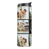 Moderne Schwarz Mit Monogramm & Fotocollage Thermosbecher (Nach links gedreht)