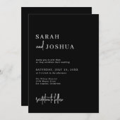 Moderne Schwarz-Monochrome-Minimalistische Script- Einladung (Vorne/Hinten)