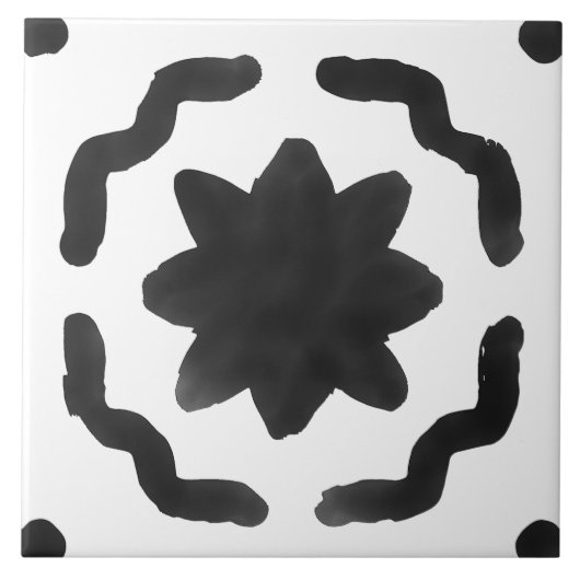 Moderne schwarz-neutrale lackierte Tile Fliese (Vorderseite)