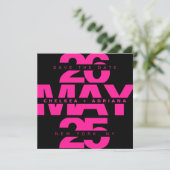 Moderne Schwarz Pink fette Typografie Hochzeit Save The Date (Stehend Vorderseite)