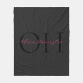 Moderne Schwarz-Pink-Script-Klassik Fleecedecke (Vorderseite)