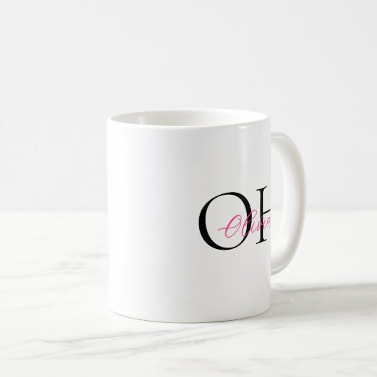 Moderne Schwarz-Pink-Script-Klassik Kaffeetasse (VorderseiteRechts)