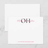 Moderne Schwarz-Pink-Script-Klassik Mitteilungskarte (Vorne/Hinten)