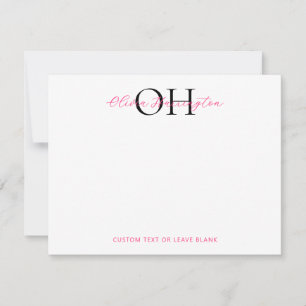 Moderne Schwarz-Pink-Script-Klassik Mitteilungskarte