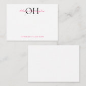 Moderne Schwarz-Pink-Script-Klassik Mitteilungskarte (Vorne/Hinten)