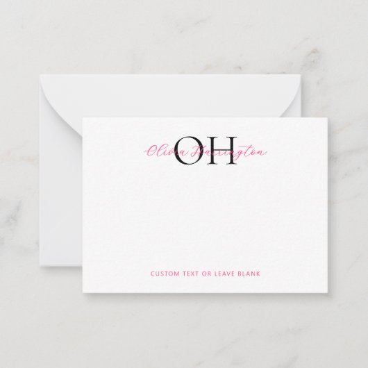 Moderne Schwarz-Pink-Script-Klassik Mitteilungskarte (Vorderseite)