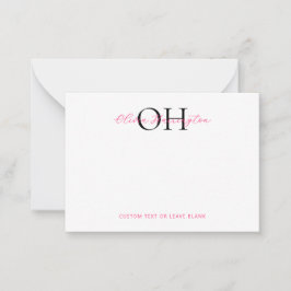 Moderne Schwarz-Pink-Script-Klassik Mitteilungskarte